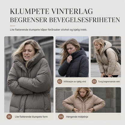Lang dynejakke med hette for damer