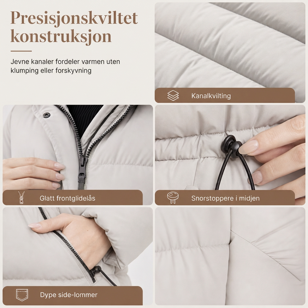 Lang dynejakke med hette for damer
