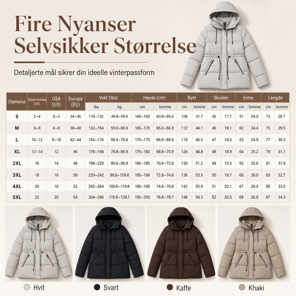 Lang dynejakke med hette for damer