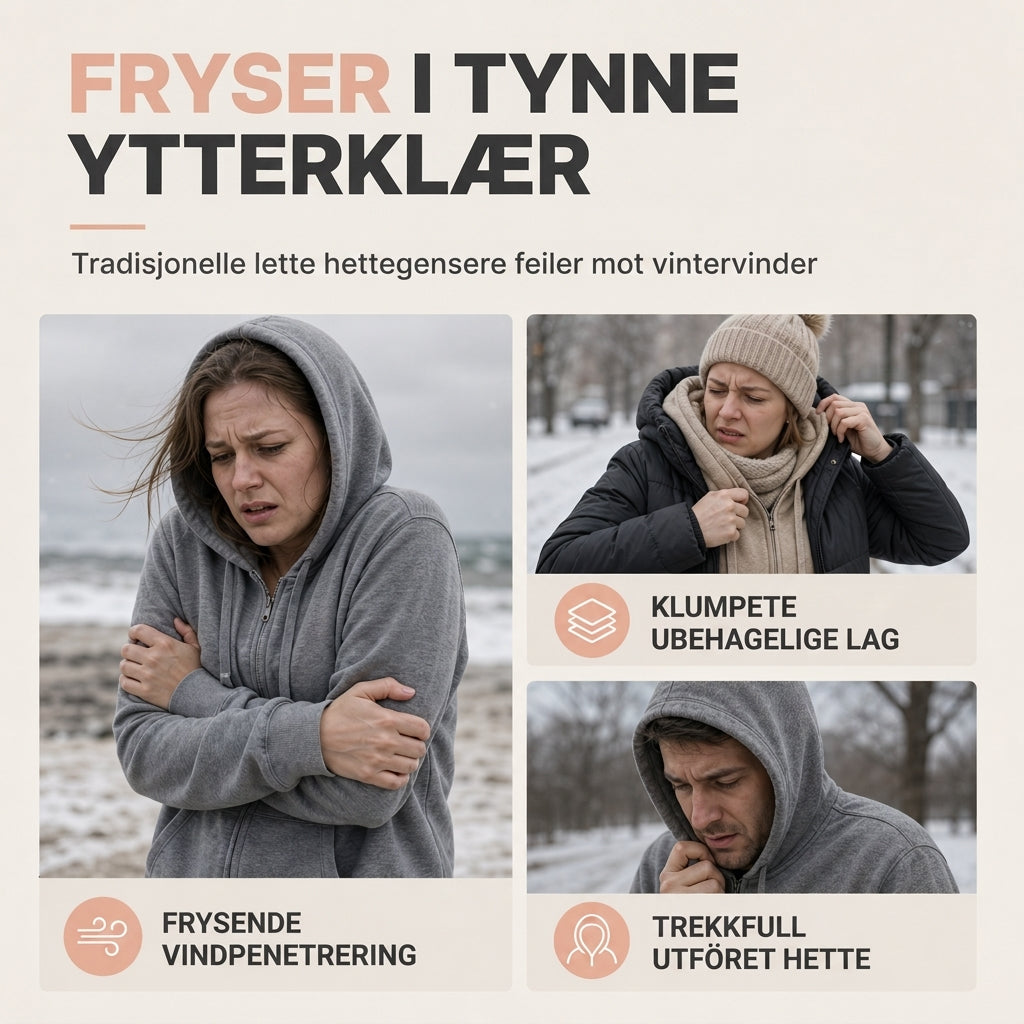 Varm vinter-fleece-genser med hette for damer