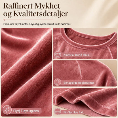 Kvinnelig tilfeldig fløyels rundhals kjole med lommer