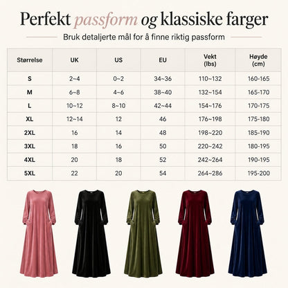Kvinnelig tilfeldig fløyels rundhals kjole med lommer