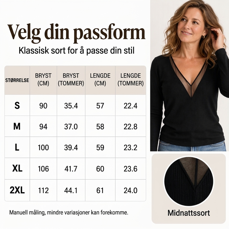 Kvinnelig mesh-flekket V-hals langermet topp