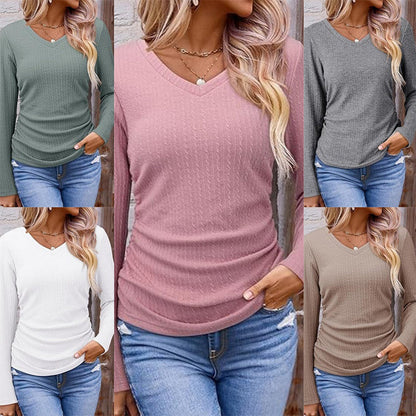 Elegant V-hals strikket topp for kvinner
