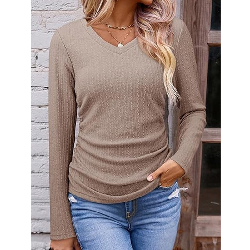 Elegant V-hals strikket topp for kvinner