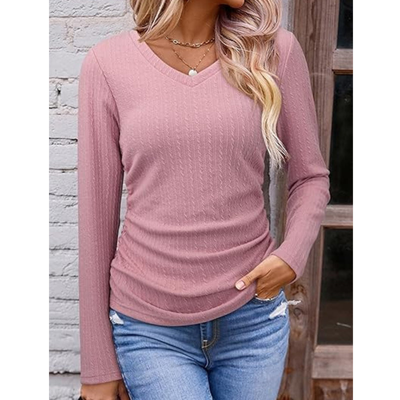 Elegant V-hals strikket topp for kvinner