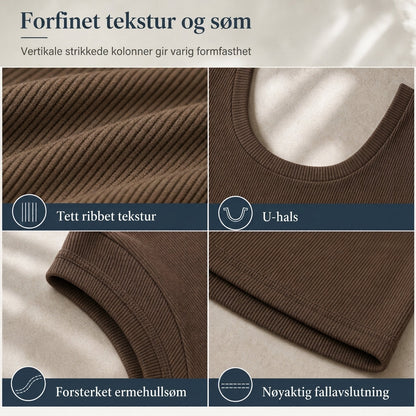 Dames vierkante hals lange mouwen ribgebreid slim passend T-shirt