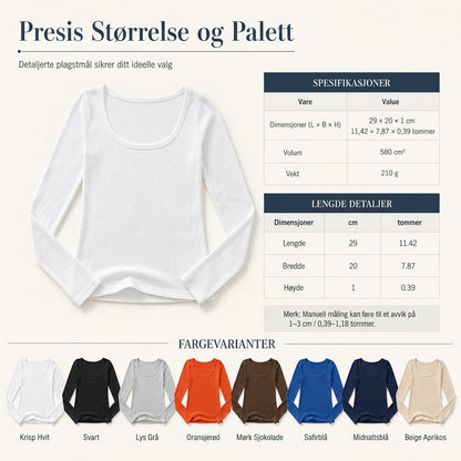 Dames vierkante hals lange mouwen ribgebreid slim passend T-shirt