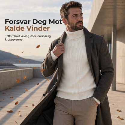 Slim fit-strikkegenser med høyhals for menn