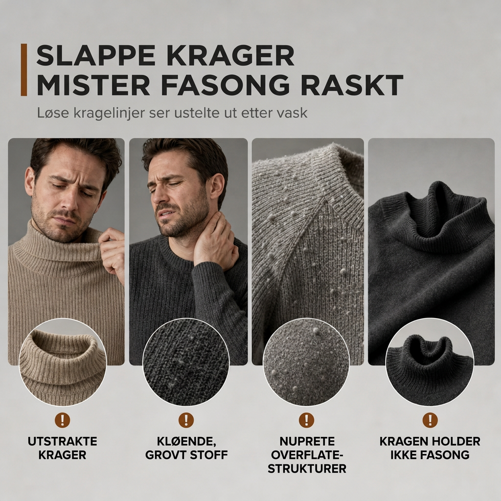 Slim fit-strikkegenser med høyhals for menn