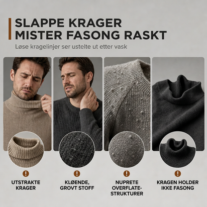 Slim fit-strikkegenser med høyhals for menn