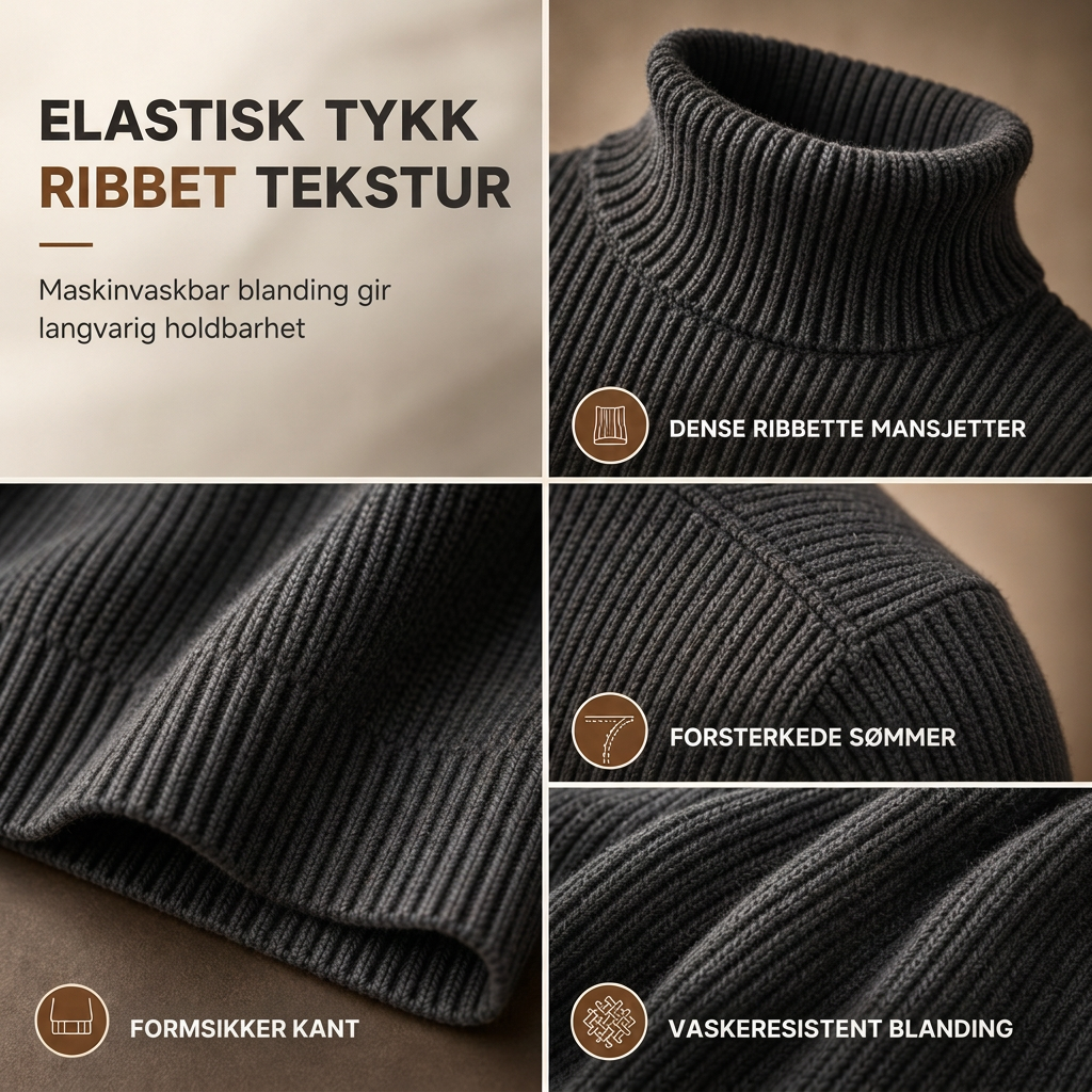 Slim fit-strikkegenser med høyhals for menn