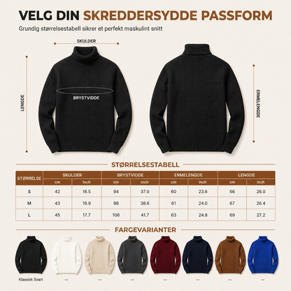Slim fit-strikkegenser med høyhals for menn