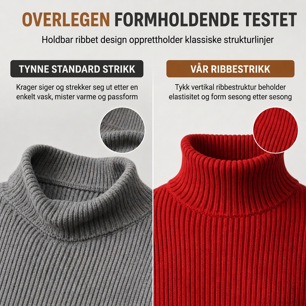 Slim fit-strikkegenser med høyhals for menn