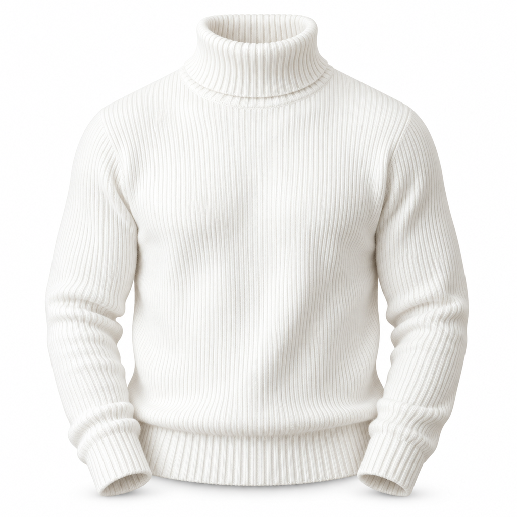 Slim fit-strikkegenser med høyhals for menn