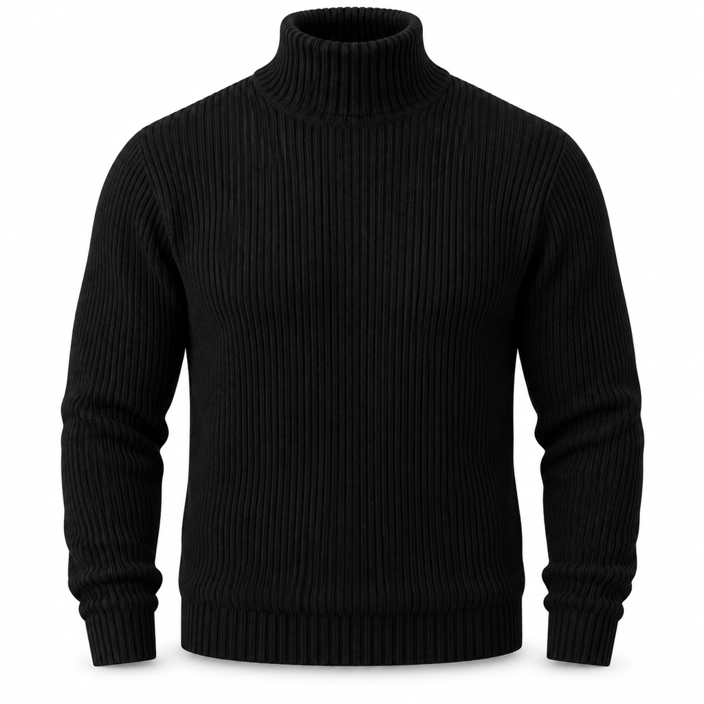 Slim fit-strikkegenser med høyhals for menn