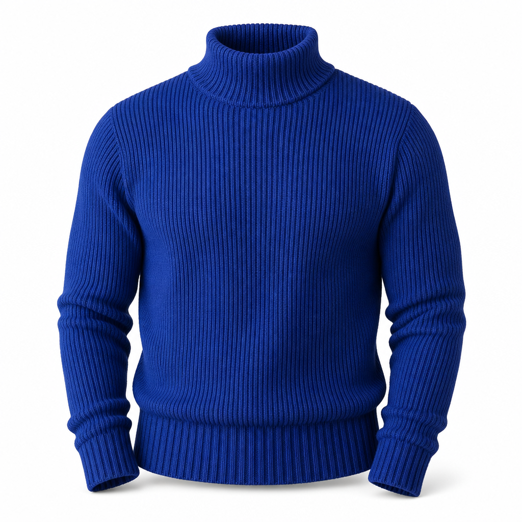 Slim fit-strikkegenser med høyhals for menn