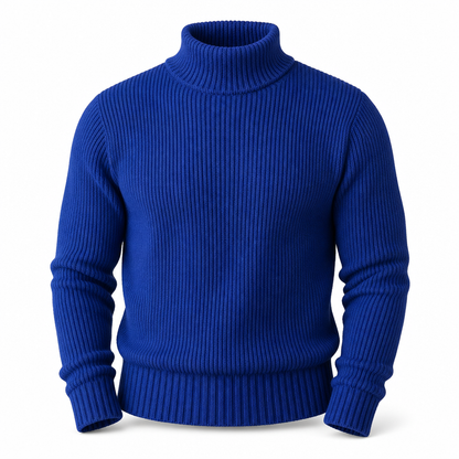 Slim fit-strikkegenser med høyhals for menn