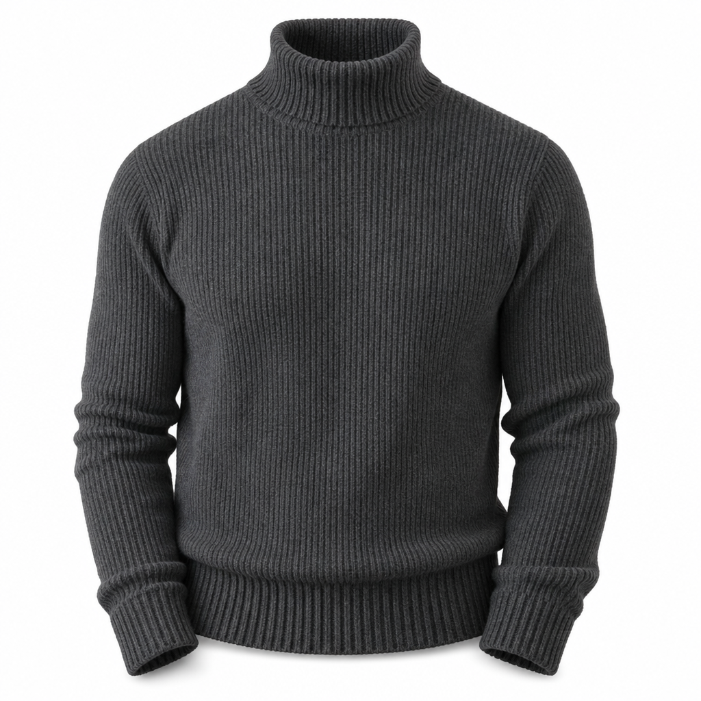 Slim fit-strikkegenser med høyhals for menn