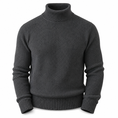Slim fit-strikkegenser med høyhals for menn