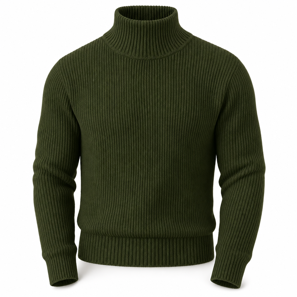 Slim fit-strikkegenser med høyhals for menn