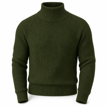 Slim fit-strikkegenser med høyhals for menn