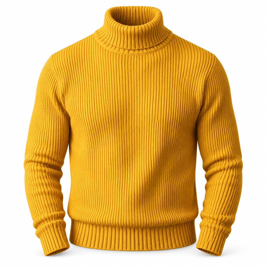 Slim fit-strikkegenser med høyhals for menn