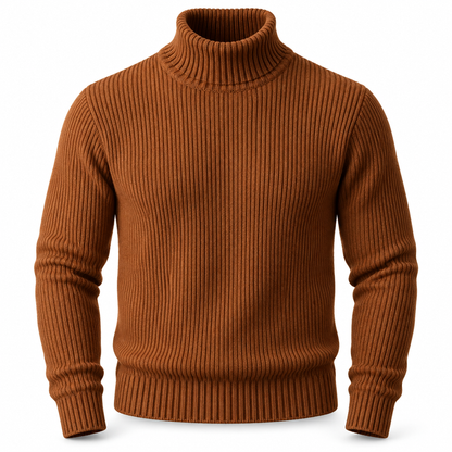 Slim fit-strikkegenser med høyhals for menn