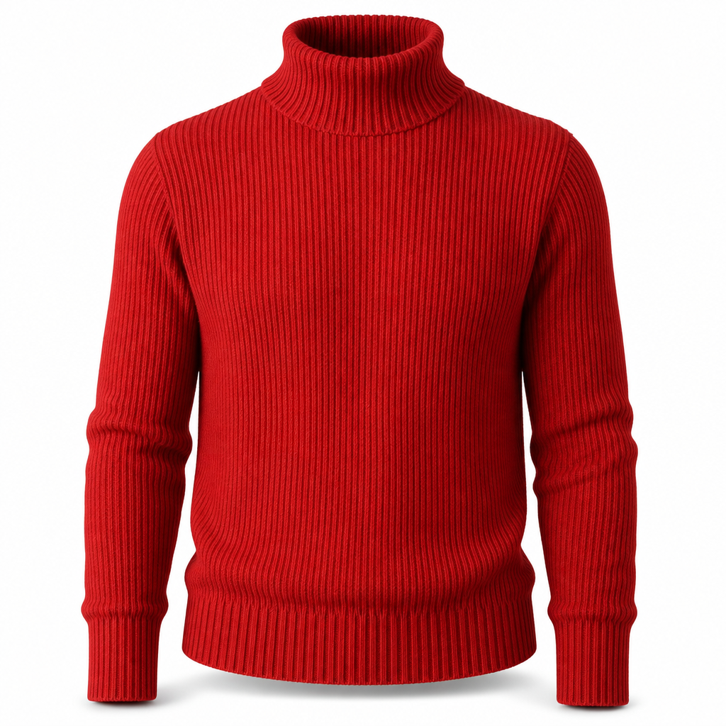 Slim fit-strikkegenser med høyhals for menn