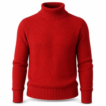 Slim fit-strikkegenser med høyhals for menn