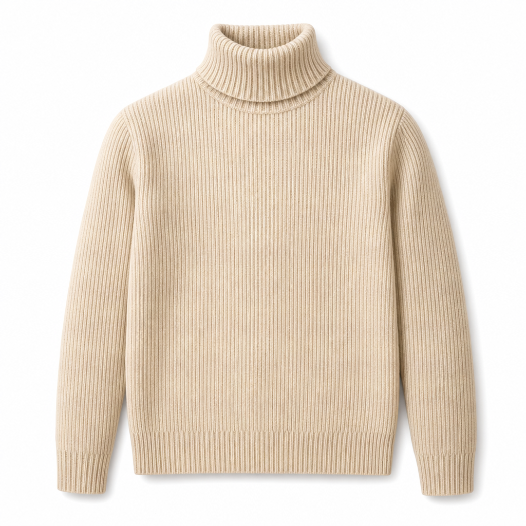 Slim fit-strikkegenser med høyhals for menn