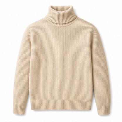 Slim fit-strikkegenser med høyhals for menn