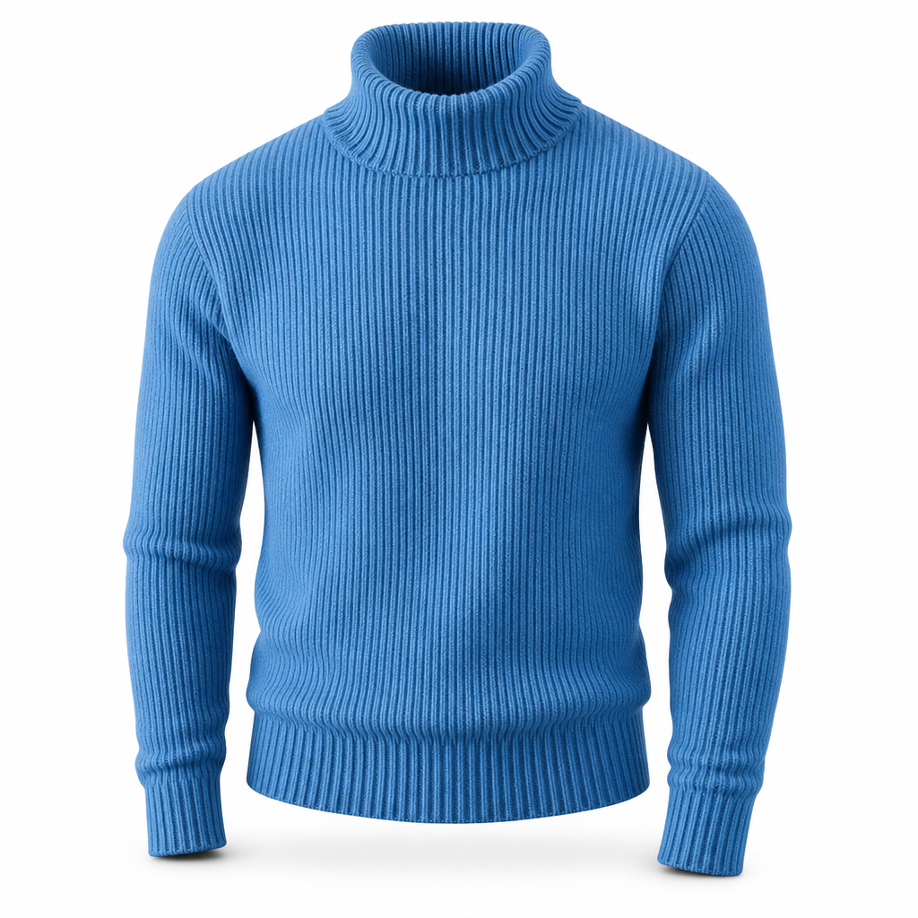 Slim fit-strikkegenser med høyhals for menn