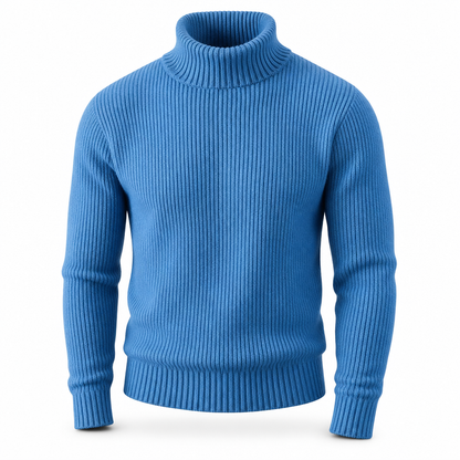 Slim fit-strikkegenser med høyhals for menn