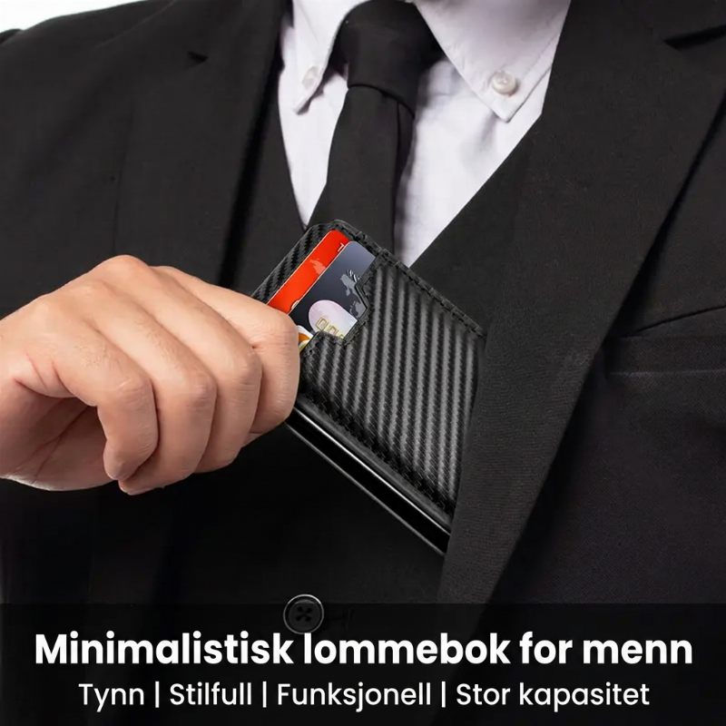 Tynn slank RFID-blokkerende lommebok for menn, minimalistisk