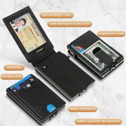 Tynn slank RFID-blokkerende lommebok for menn, minimalistisk