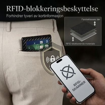 Tynn slank RFID-blokkerende lommebok for menn, minimalistisk