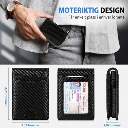 Tynn slank RFID-blokkerende lommebok for menn, minimalistisk
