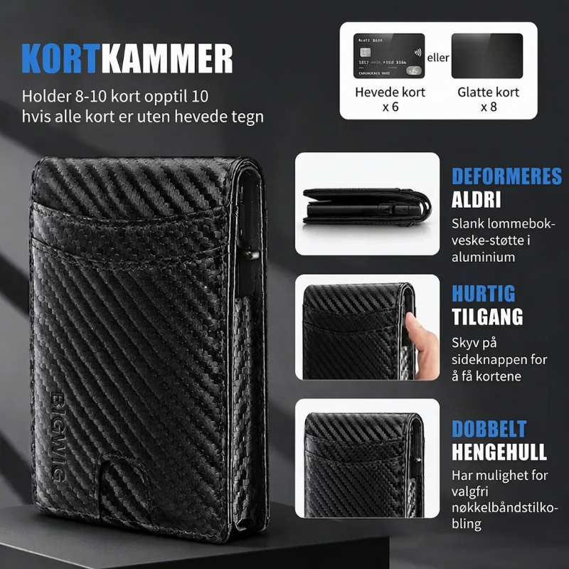 Tynn slank RFID-blokkerende lommebok for menn, minimalistisk