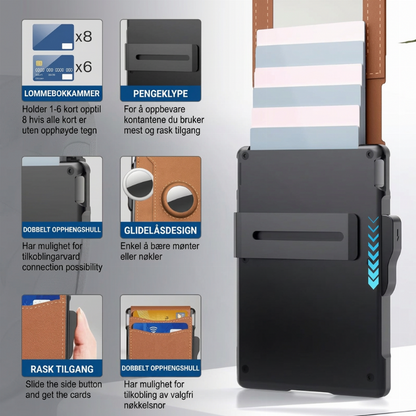 Tynn slank RFID-blokkerende lommebok for menn, minimalistisk