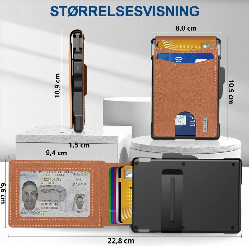 Tynn slank RFID-blokkerende lommebok for menn, minimalistisk