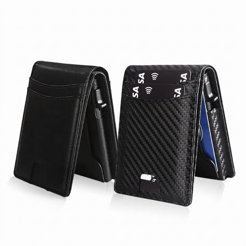 Tynn slank RFID-blokkerende lommebok for menn, minimalistisk