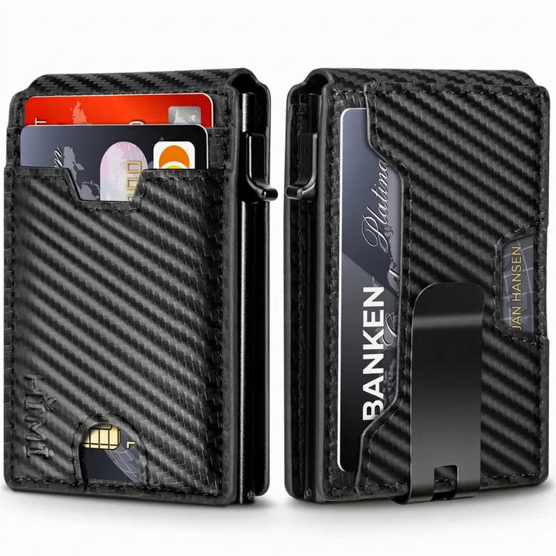 Tynn slank RFID-blokkerende lommebok for menn, minimalistisk
