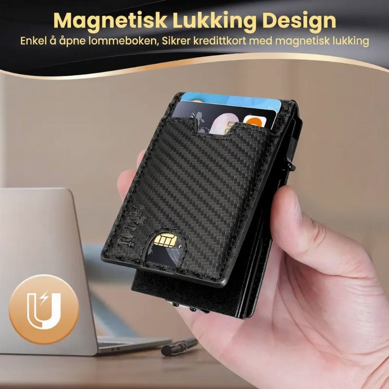 Tynn slank RFID-blokkerende lommebok for menn, minimalistisk