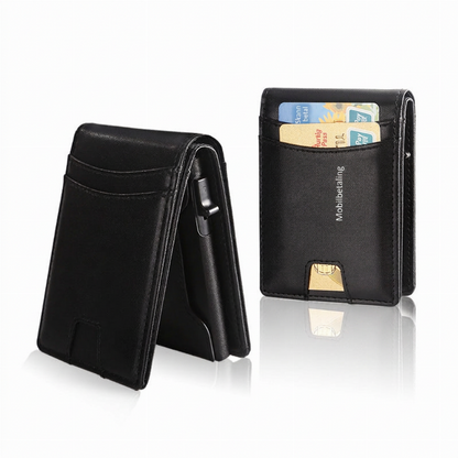 Tynn slank RFID-blokkerende lommebok for menn, minimalistisk