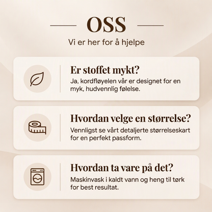 Avslappede, retro kokosbukser i cordfløyell for kvinner