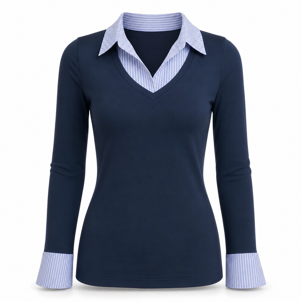 🌸Spesialtilbud: 50 % rabatt💖Stripet, to-delt strikket genser med lange ermer i imitert ull for damer – Slim Fit