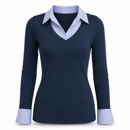 🌸Spesialtilbud: 50 % rabatt💖Stripet, to-delt strikket genser med lange ermer i imitert ull for damer – Slim Fit