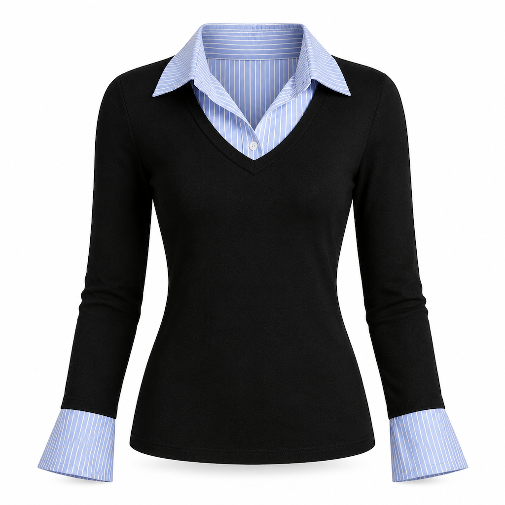 🌸Spesialtilbud: 50 % rabatt💖Stripet, to-delt strikket genser med lange ermer i imitert ull for damer – Slim Fit