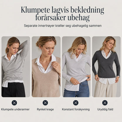 🌸Spesialtilbud: 50 % rabatt💖Stripet, to-delt strikket genser med lange ermer i imitert ull for damer – Slim Fit